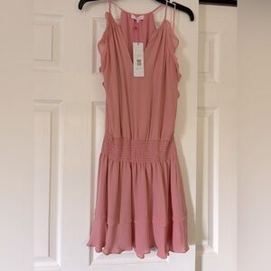 NWT Parker Pink Ruffle Halter Sleeveless Mini Dress
